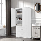 Mobiletto bagno alto con due ante e cassetti, ripiano regolabile