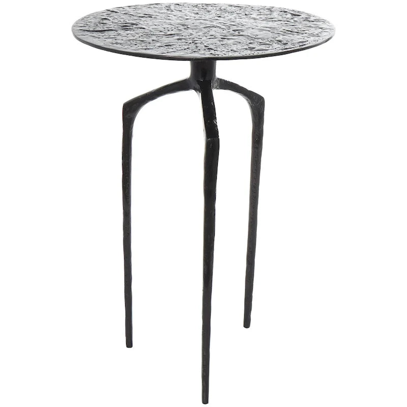 Tavolino d'appoggio/laterale stretto geometrico in metallo e alluminio con texture - Argento, Oro o Grigio