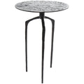 Tavolino d'appoggio/laterale stretto geometrico in metallo e alluminio con texture - Argento, Oro o Grigio