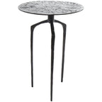 Tavolino d'appoggio/laterale stretto geometrico in metallo e alluminio con texture - Argento, Oro o Grigio