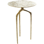 Tavolino d'appoggio/laterale stretto geometrico in metallo e alluminio con texture - Argento, Oro o Grigio