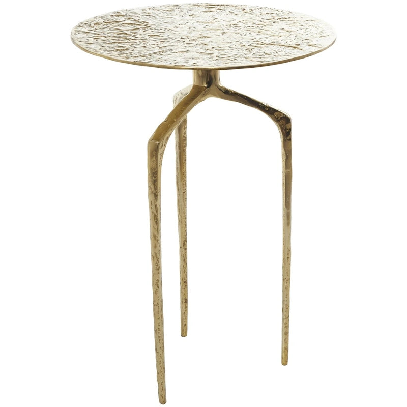 Tavolino d'appoggio/laterale stretto geometrico in metallo e alluminio con texture - Argento, Oro o Grigio