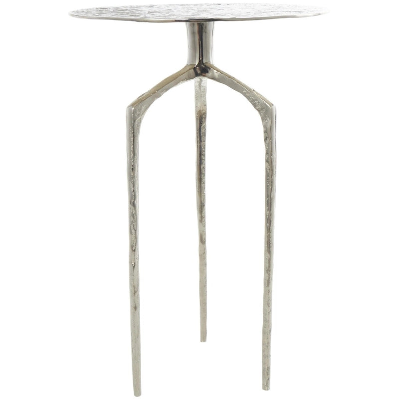 Tavolino d'appoggio/laterale stretto geometrico in metallo e alluminio con texture - Argento, Oro o Grigio
