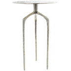Tavolino d'appoggio/laterale stretto geometrico in metallo e alluminio con texture - Argento, Oro o Grigio