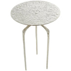 Tavolino d'appoggio/laterale stretto geometrico in metallo e alluminio con texture - Argento, Oro o Grigio