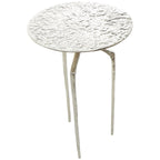 Tavolino d'appoggio/laterale stretto geometrico in metallo e alluminio con texture - Argento, Oro o Grigio