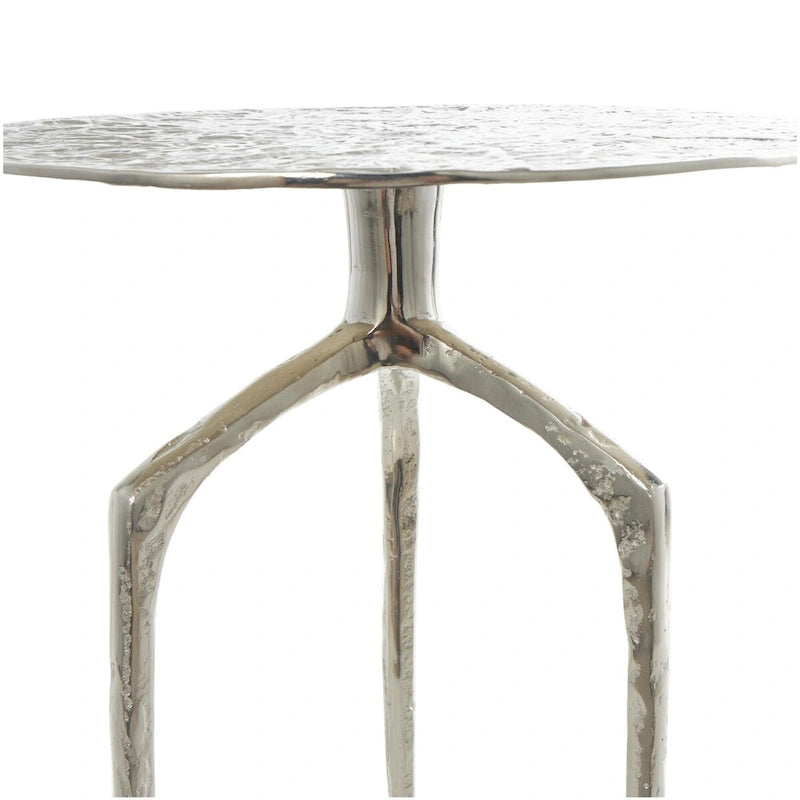 Tavolino d'appoggio/laterale stretto geometrico in metallo e alluminio con texture - Argento, Oro o Grigio