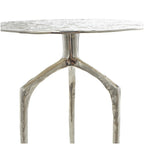 Tavolino d'appoggio/laterale stretto geometrico in metallo e alluminio con texture - Argento, Oro o Grigio