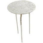 Tavolino d'appoggio/laterale stretto geometrico in metallo e alluminio con texture - Argento, Oro o Grigio
