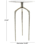 Tavolino d'appoggio/laterale stretto geometrico in metallo e alluminio con texture - Argento, Oro o Grigio