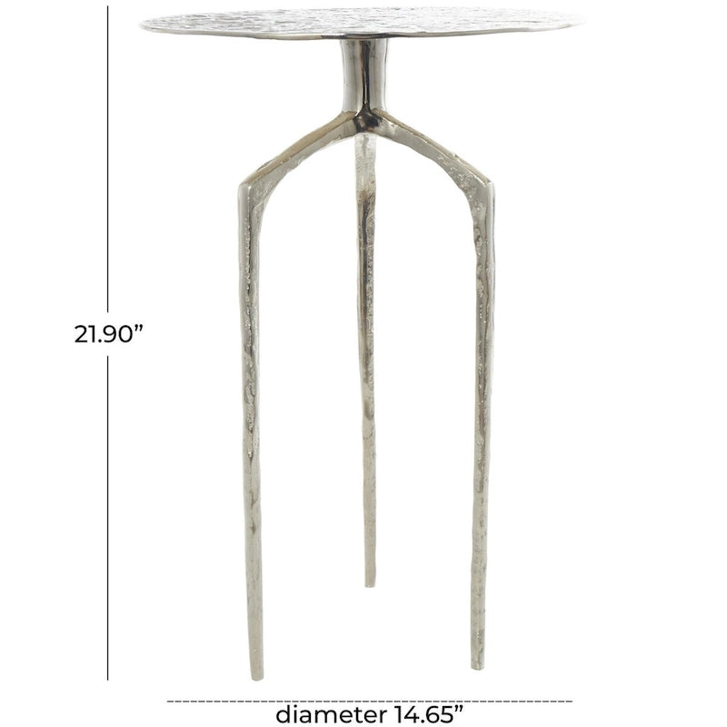 Tavolino d'appoggio/laterale stretto geometrico in metallo e alluminio con texture - Argento, Oro o Grigio