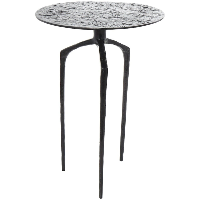 Tavolino d'appoggio/laterale stretto geometrico in metallo e alluminio con texture - Argento, Oro o Grigio