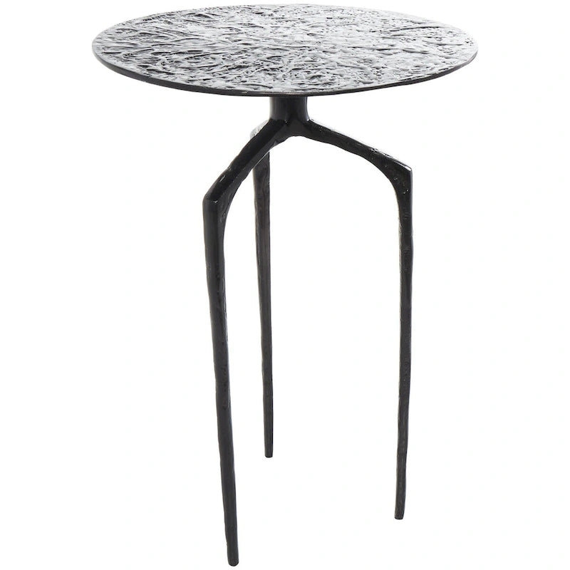 Tavolino d'appoggio/laterale stretto geometrico in metallo e alluminio con texture - Argento, Oro o Grigio