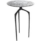 Tavolino d'appoggio/laterale stretto geometrico in metallo e alluminio con texture - Argento, Oro o Grigio
