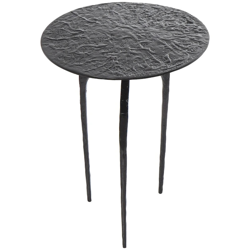 Tavolino d'appoggio/laterale stretto geometrico in metallo e alluminio con texture - Argento, Oro o Grigio