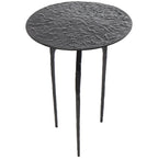 Tavolino d'appoggio/laterale stretto geometrico in metallo e alluminio con texture - Argento, Oro o Grigio
