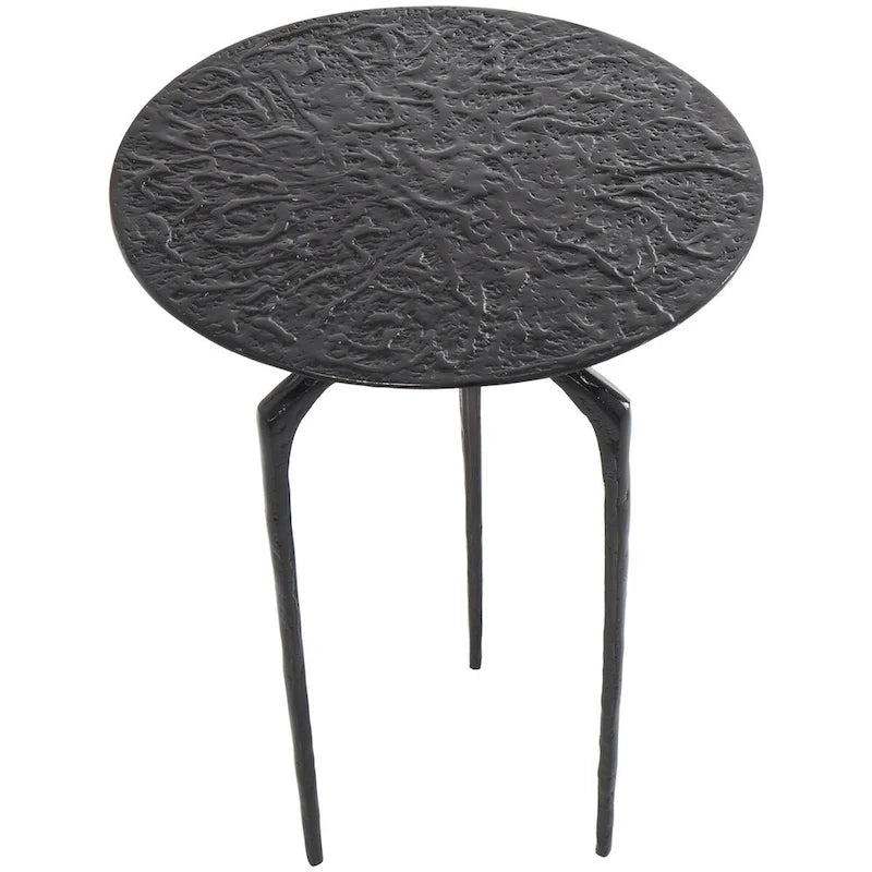 Tavolino d'appoggio/laterale stretto geometrico in metallo e alluminio con texture - Argento, Oro o Grigio