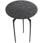 Tavolino d'appoggio/laterale stretto geometrico in metallo e alluminio con texture - Argento, Oro o Grigio