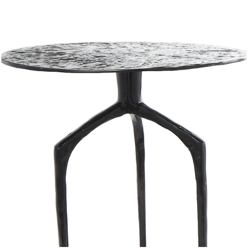 Tavolino d'appoggio/laterale stretto geometrico in metallo e alluminio con texture - Argento, Oro o Grigio
