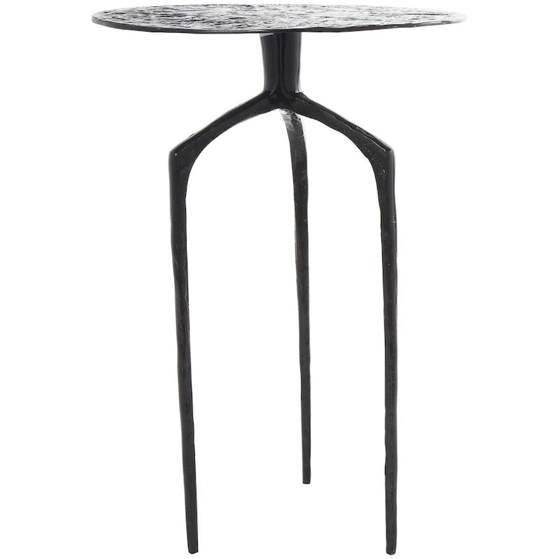 Tavolino d'appoggio/laterale stretto geometrico in metallo e alluminio con texture - Argento, Oro o Grigio