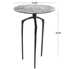 Tavolino d'appoggio/laterale stretto geometrico in metallo e alluminio con texture - Argento, Oro o Grigio