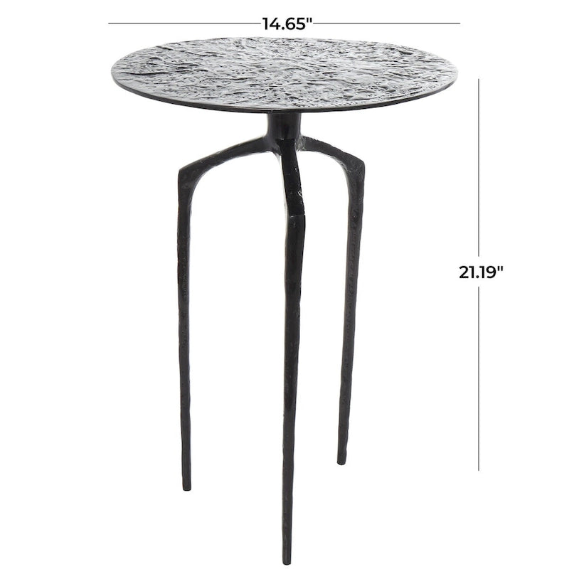 Tavolino d'appoggio/laterale stretto geometrico in metallo e alluminio con texture - Argento, Oro o Grigio