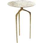 Tavolino d'appoggio/laterale stretto geometrico in metallo e alluminio con texture - Argento, Oro o Grigio