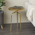 Tavolino d'appoggio/laterale stretto geometrico in metallo e alluminio con texture - Argento, Oro o Grigio