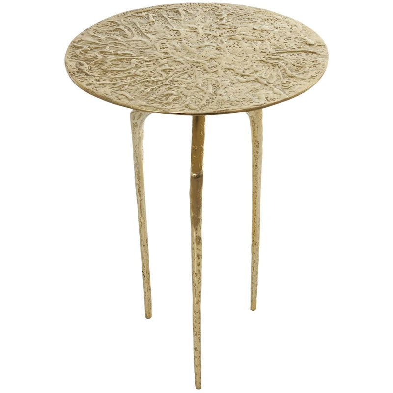Tavolino d'appoggio/laterale stretto geometrico in metallo e alluminio con texture - Argento, Oro o Grigio