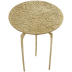Tavolino d'appoggio/laterale stretto geometrico in metallo e alluminio con texture - Argento, Oro o Grigio