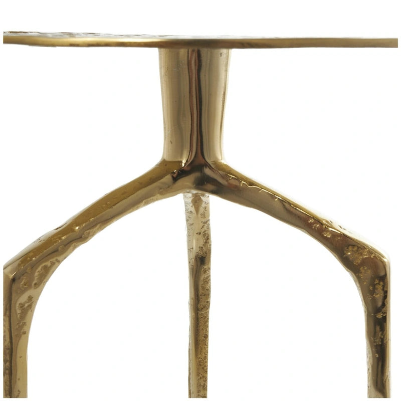 Tavolino d'appoggio/laterale stretto geometrico in metallo e alluminio con texture - Argento, Oro o Grigio