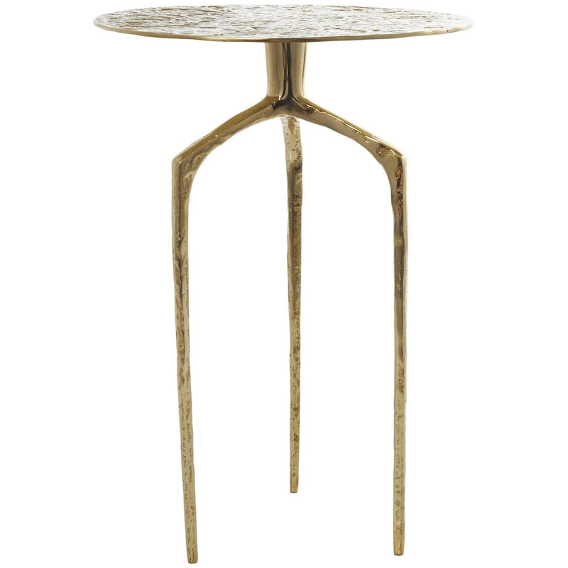 Tavolino d'appoggio/laterale stretto geometrico in metallo e alluminio con texture - Argento, Oro o Grigio