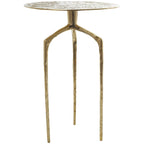 Tavolino d'appoggio/laterale stretto geometrico in metallo e alluminio con texture - Argento, Oro o Grigio