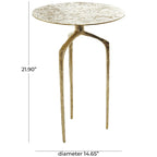 Tavolino d'appoggio/laterale stretto geometrico in metallo e alluminio con texture - Argento, Oro o Grigio