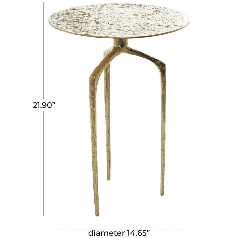 Tavolino d'appoggio/laterale stretto geometrico in metallo e alluminio con texture - Argento, Oro o Grigio