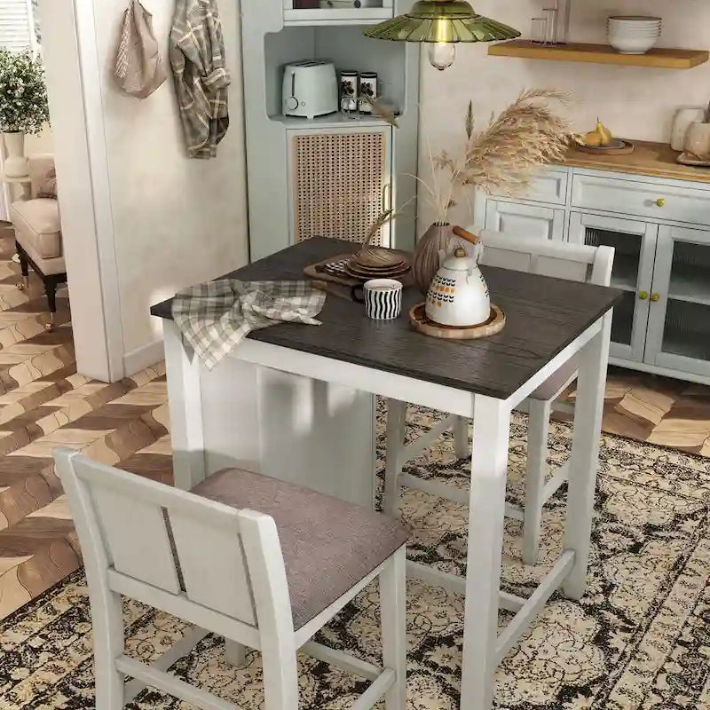 Vesper Set da Pranzo 3 Pezzi Altezza Bancone con Scaffalature