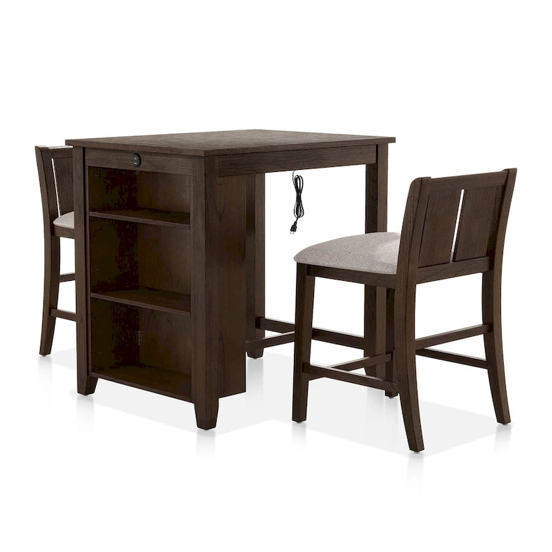Vesper Set da Pranzo 3 Pezzi Altezza Bancone con Scaffalature